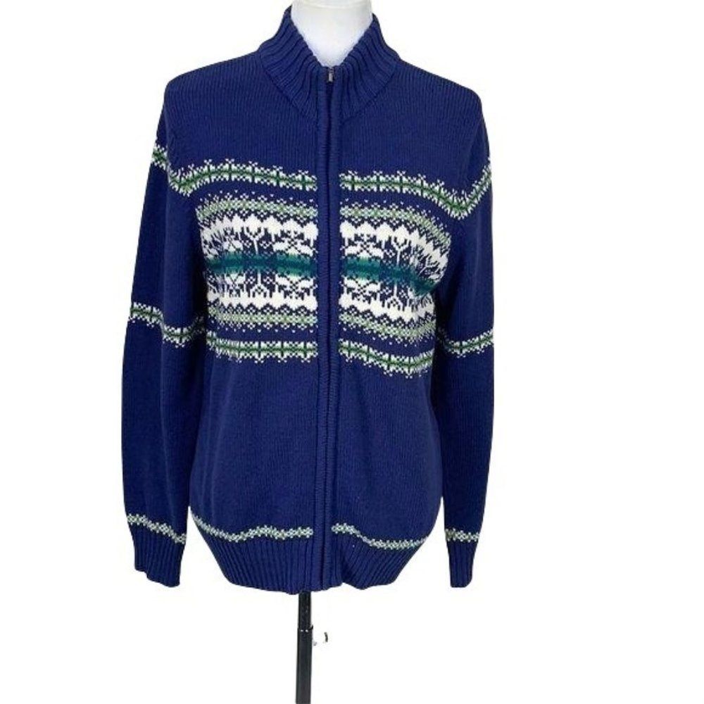 Croft and Barrow Winter‎ Blue Medium Zippered Sweater
